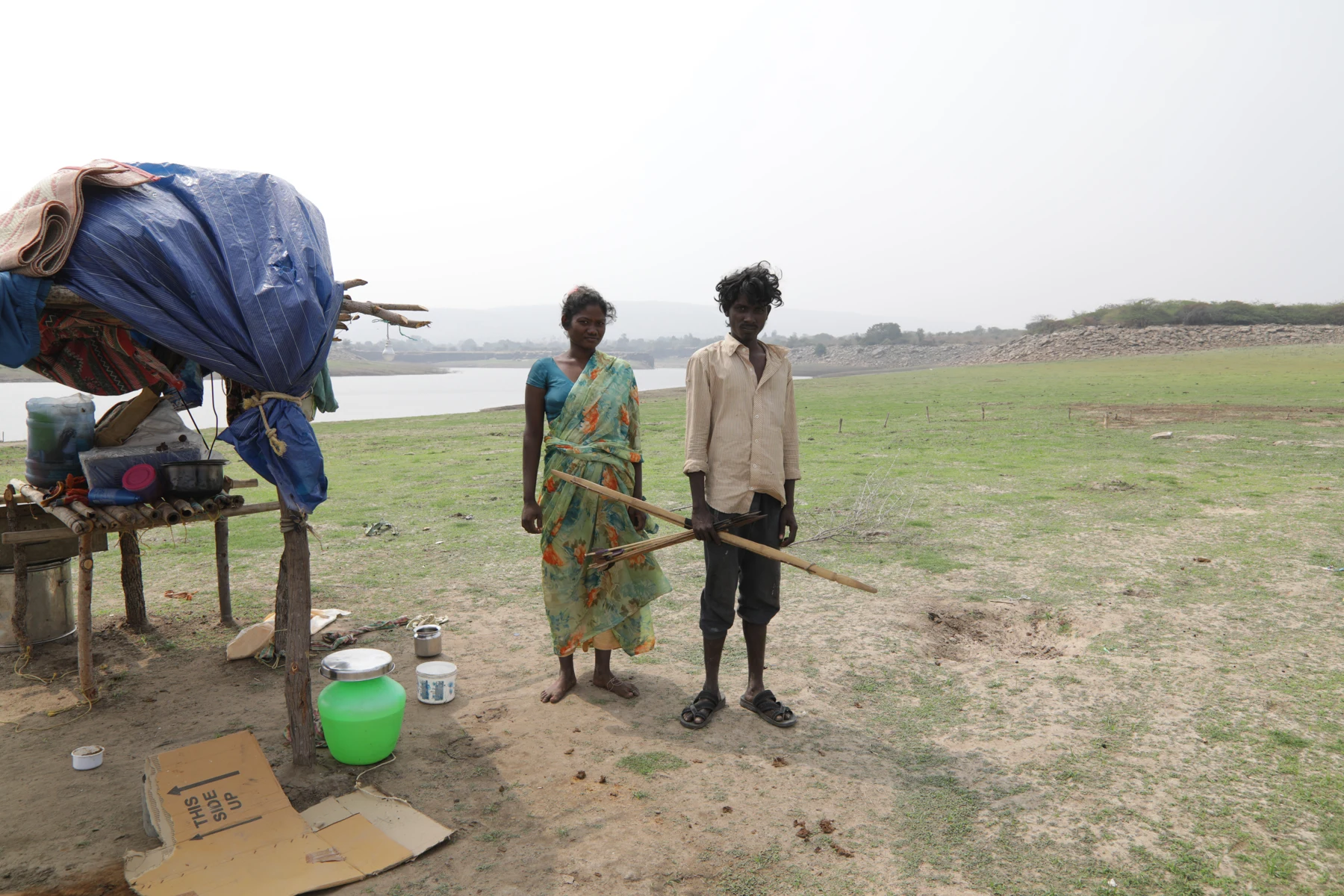 A temporary camp near the river.