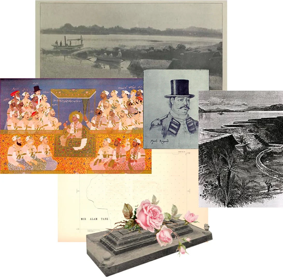 Mir Alam Tank: historical collages and blue narrative panels