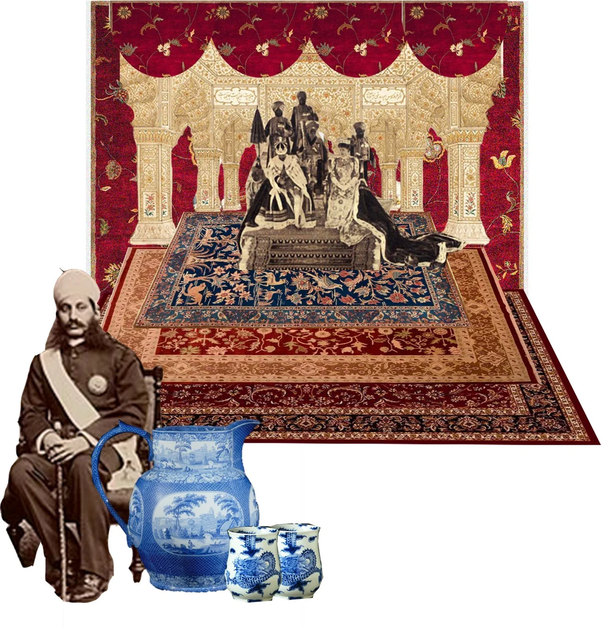 Mir Alam Tank: historical collages and blue narrative panels