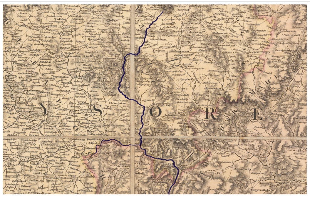 Arkavathi in Aaron Arrowsmith’s map of 1821