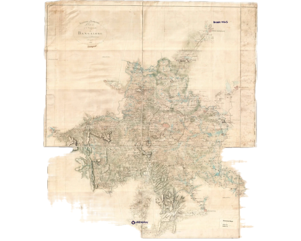 Arkavathi and Harohalli villages in the 1806 Bangalore plan